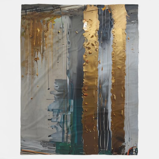 Moderne Elegantie Abstract Goud Fleece Deken (Voorkant)