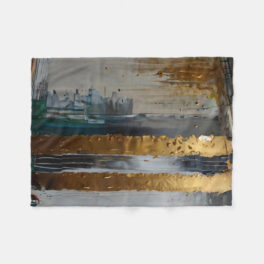 Moderne Elegantie Abstract Goud Fleece Deken (Voorkant (Horizontaal))