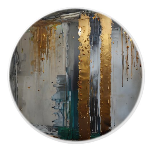 Moderne Elegantie Abstract Goud Keramische Knop (Voorkant)