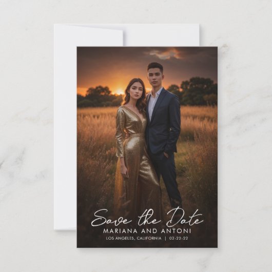 Moderne elegantie Bewaar de datum Foto Aankondigin Kaart (Voorkant)