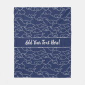 Moderne Elegantie Blauwe en Witte Japanse Wolk Fleece Deken (Voorkant)