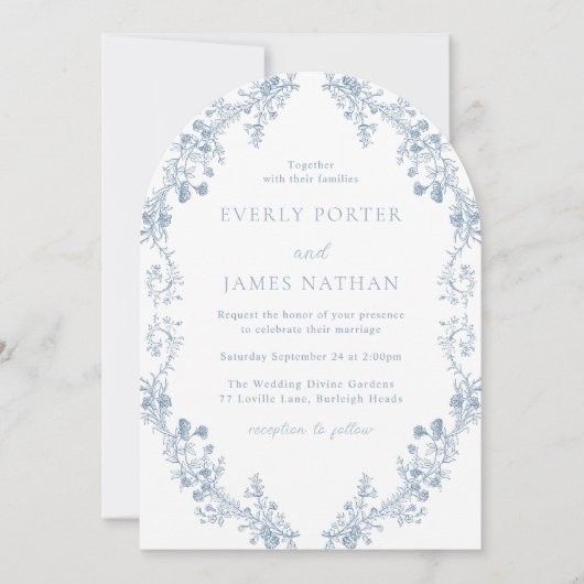  Moderne Elegantie Bloemenboog bruiloft Kaart (Voorkant)