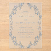  moderne elegantie bloemenbruiloft acryl uitnodigingen (Voorkant)