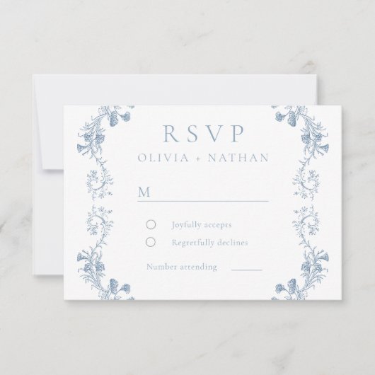  moderne elegantie bloemenbruiloft RSVP kaartje (Voorkant)