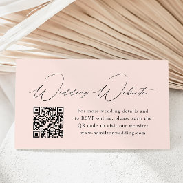 Moderne Elegantie Blush Trouwwebsite QR Code Informatiekaartje