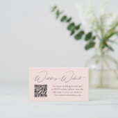 Moderne Elegantie Blush Trouwwebsite QR Code Informatiekaartje (Staand voorkant)
