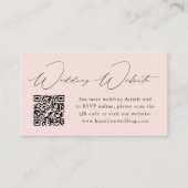 Moderne Elegantie Blush Trouwwebsite QR Code Informatiekaartje (Voorkant)