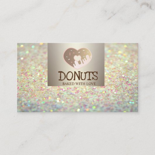 Moderne Elegantie, Bokeh, Donuts, Bakkerij Visitekaartje (Voorkant)