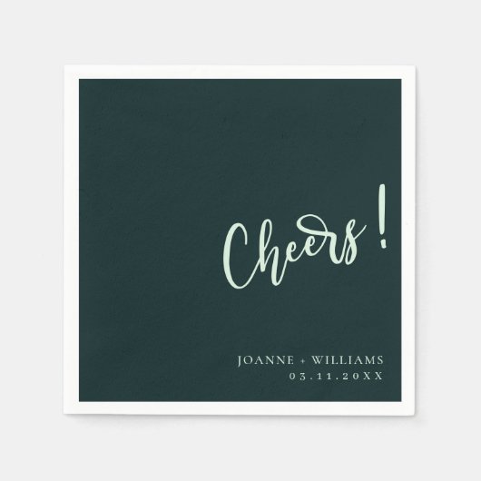 Moderne elegantie! Donkergroene Hand Lettered brui Servet (Voorkant)