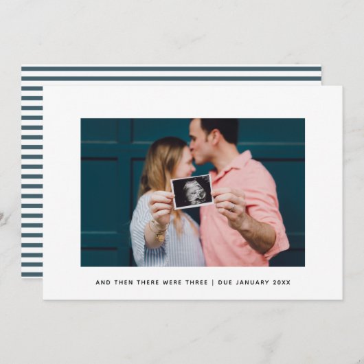 Moderne Elegantie En Toen Waren Er Drie Zwangersch Aankondiging (Voorkant / Achterkant)