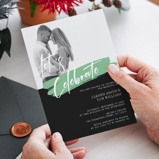 Moderne Elegantie Foto Bruiloft Uitnodigen Geperso Kaart