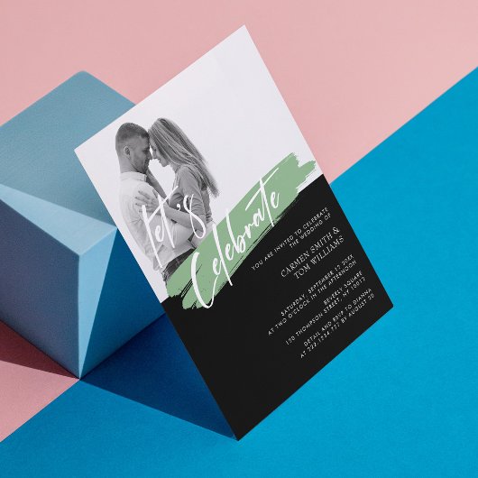 Moderne Elegantie Foto Bruiloft Uitnodigen Geperso Kaart