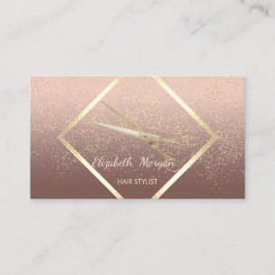 Moderne Elegantie ,Gouden Lijst,Confetti,Schaar Visitekaartje