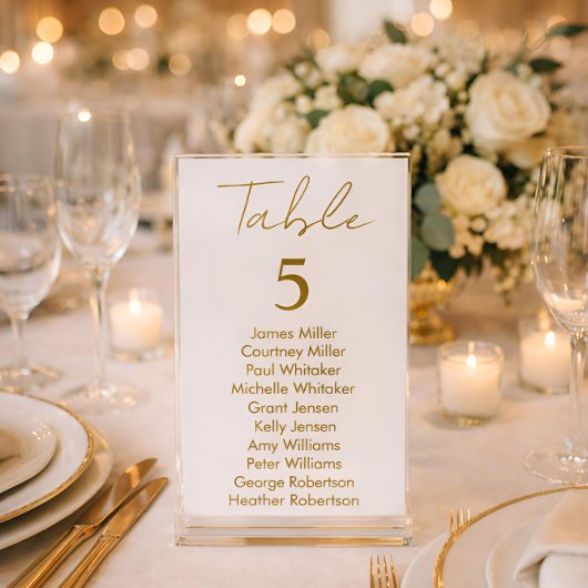 Moderne Elegantie Gouden Tafel 2026 Nummer Zitplaa