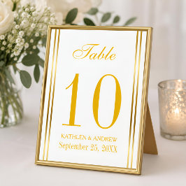 Moderne Elegantie Gouden Tafel Nummer Zitplaatsen  Kaart