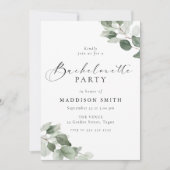 Moderne Elegantie Groene Bladeren Bachelorette Kaart (Voorkant)