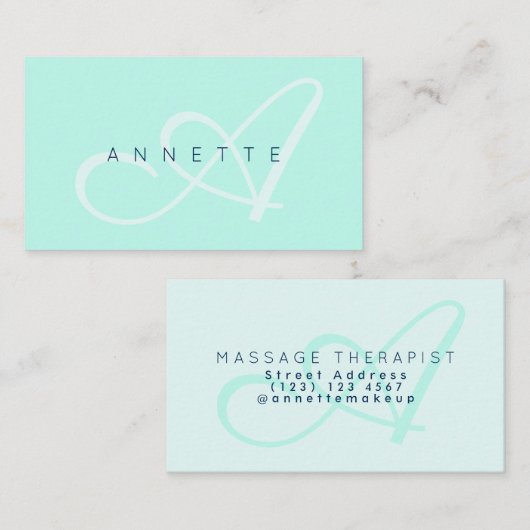 Moderne elegantie in groene turkoois visitekaartje (Voorkant / Achterkant)