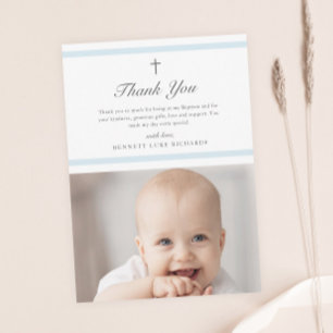 Moderne Elegantie Jongens Doop Dank Je Briefkaart
