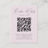 Moderne Elegantie Lavendel QR Code RSVP Informatiekaartje (Voorkant)