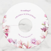 Moderne Elegantie Magnolia Bloemen Bruiloft Wijnglaslabel (Voorkant)