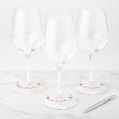 Moderne Elegantie Magnolia Bloemen Bruiloft Wijnglaslabel (Set)