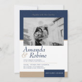 Moderne Elegantie Marine & Goud Trouwfoto Kaart (Voorkant)