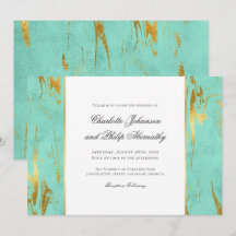 Moderne Elegantie Munt en Gouden Bruiloft Uitnodig