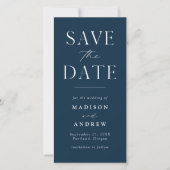 Moderne elegantie Navy Foto Save the Date (Voorkant)