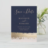 Moderne Elegantie, Navy, Goud Folie Kaart (Staand voorkant)