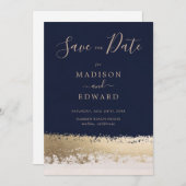 Moderne Elegantie, Navy, Goud Folie Kaart (Voorkant / Achterkant)