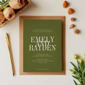 Moderne Elegantie Olijfgroen QR Code Huwelijk Kaart