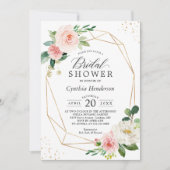 Moderne elegantie Roze bloemen Bruidsdouche Kaart (Voorkant)