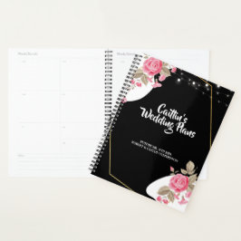 Moderne Elegantie Roze Bloemen string Bruiloft pla Planner