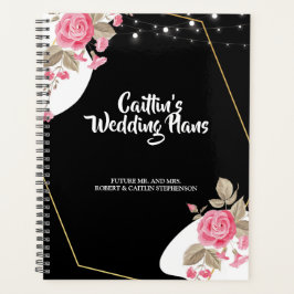 Moderne Elegantie Roze Bloemen string Bruiloft pla Planner