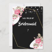 Moderne Elegantie Roze Bloemen string Licht Bruids Kaart (Voorkant)