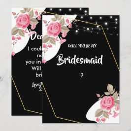 Moderne Elegantie Roze Bloemen string Licht Bruids Kaart