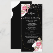 Moderne Elegantie Roze Bloemen string licht Menu (Voorkant / Achterkant)