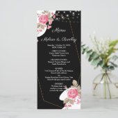 Moderne Elegantie Roze Bloemen string licht Menu (Staand voorkant)