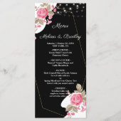 Moderne Elegantie Roze Bloemen string licht Menu (Voorkant)