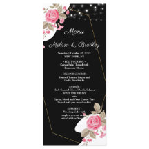 Moderne Elegantie Roze Bloemen string licht Menu