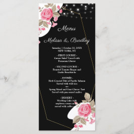 Moderne Elegantie Roze Bloemen string licht Menu