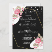 Moderne Elegantie Roze Bloemen stringRepetitie Din Kaart (Voorkant)