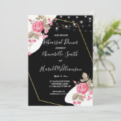 Moderne Elegantie Roze Bloemen stringRepetitie Din Kaart (Staand voorkant)