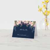 Moderne Elegantie Roze Bloemen Tafel Plaats Kaart (Gele Bloem)