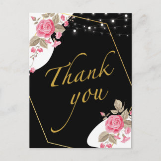 Moderne elegantie Roze bloemenslinger Bedankt Briefkaart