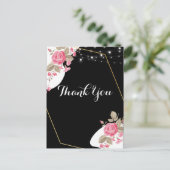 Moderne elegantie Roze bloemenslinger Bedankt Briefkaart (Staand voorkant)