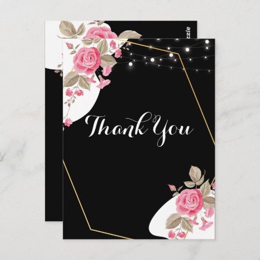 Moderne elegantie Roze bloemenslinger Bedankt Briefkaart (Voorkant / Achterkant)