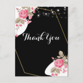 Moderne elegantie Roze bloemenslinger Bedankt Briefkaart (Voorkant)