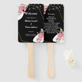 Moderne elegantie Roze bloemenslinger Huwelijkspro Handwaaier
