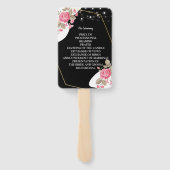 Moderne elegantie Roze bloemenslinger Huwelijkspro Handwaaier (Achterkant)